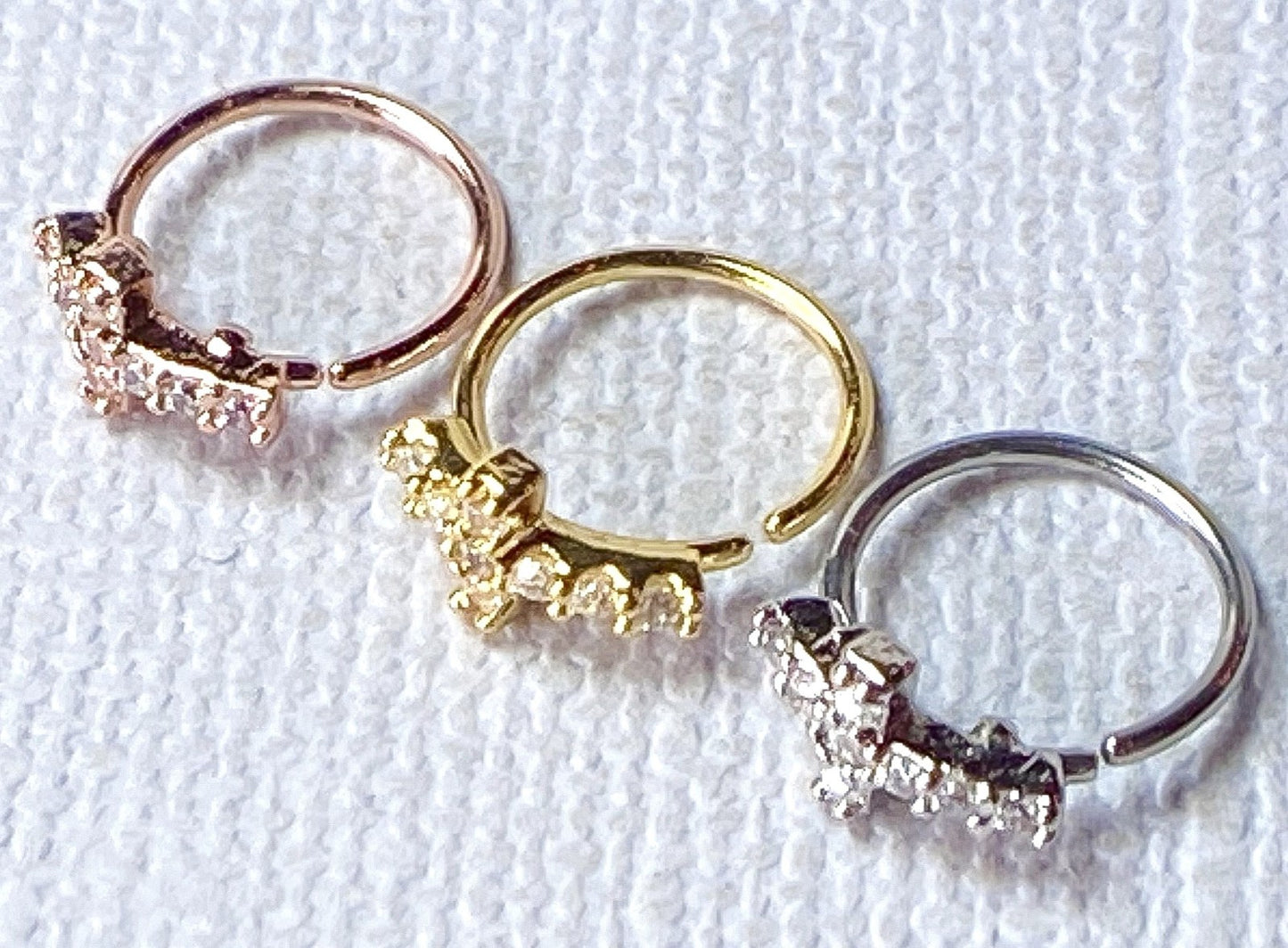 1pc Bendable Nose Hoop / Cartilage Ring CZ Gem Paved Cross for Rook, Daith