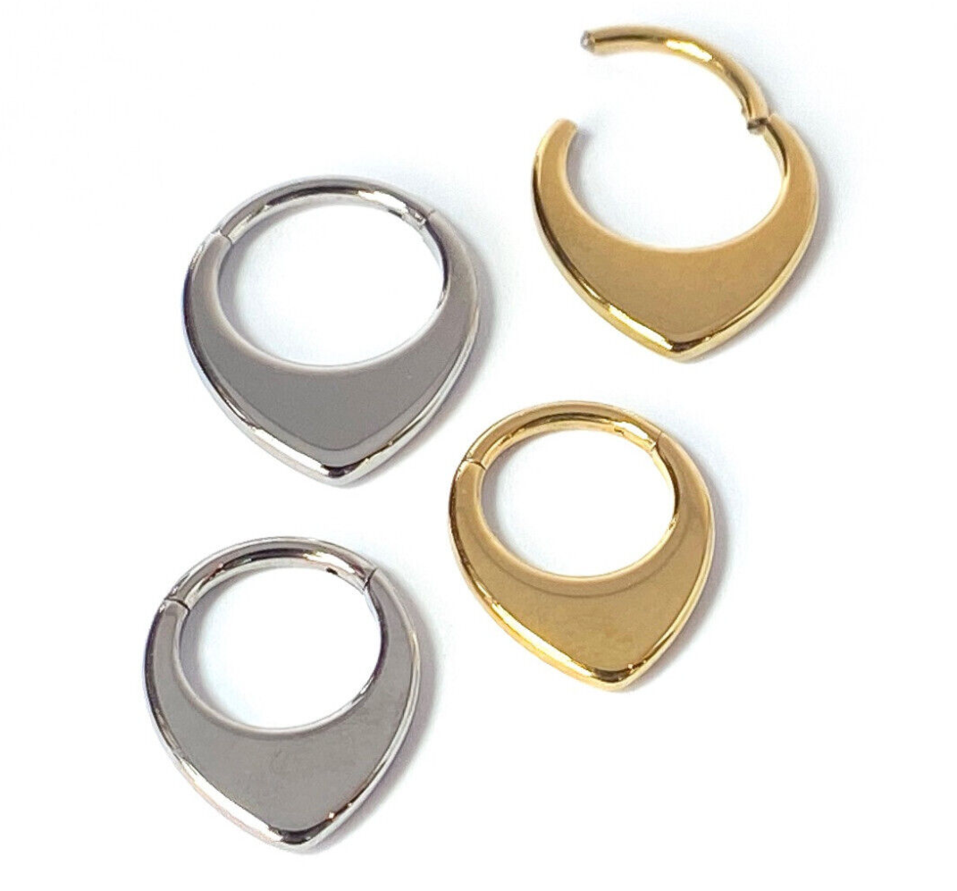 1pc Solid Titanium Flat Teardrop Hinged Segment Ring Septum Tear Drop Clicker