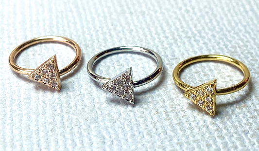 1pc Bendable Hoop / Cartilage Ring CNC Set CZ Gem Triangle for Nose, Rook, Daith