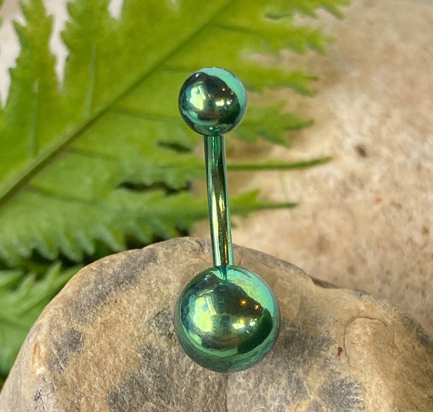 1pc Titanium Ion Plated Simple Double Ball Belly Ring Pierced Navel Naval