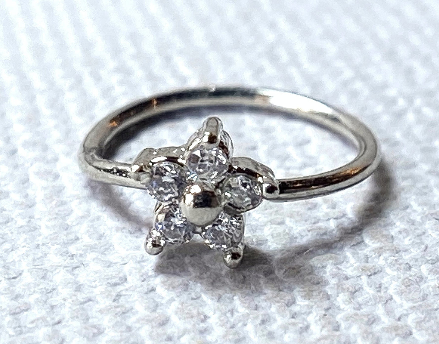 1pc CZ Gem Flower Nose Hoop / Cartilage Ring Rook Daith Helix Tragus