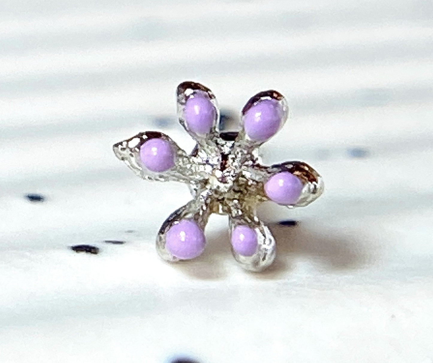 1pc Enamel Flower Top 20g Nose Ring Stud Surgical Steel Body Jewelry