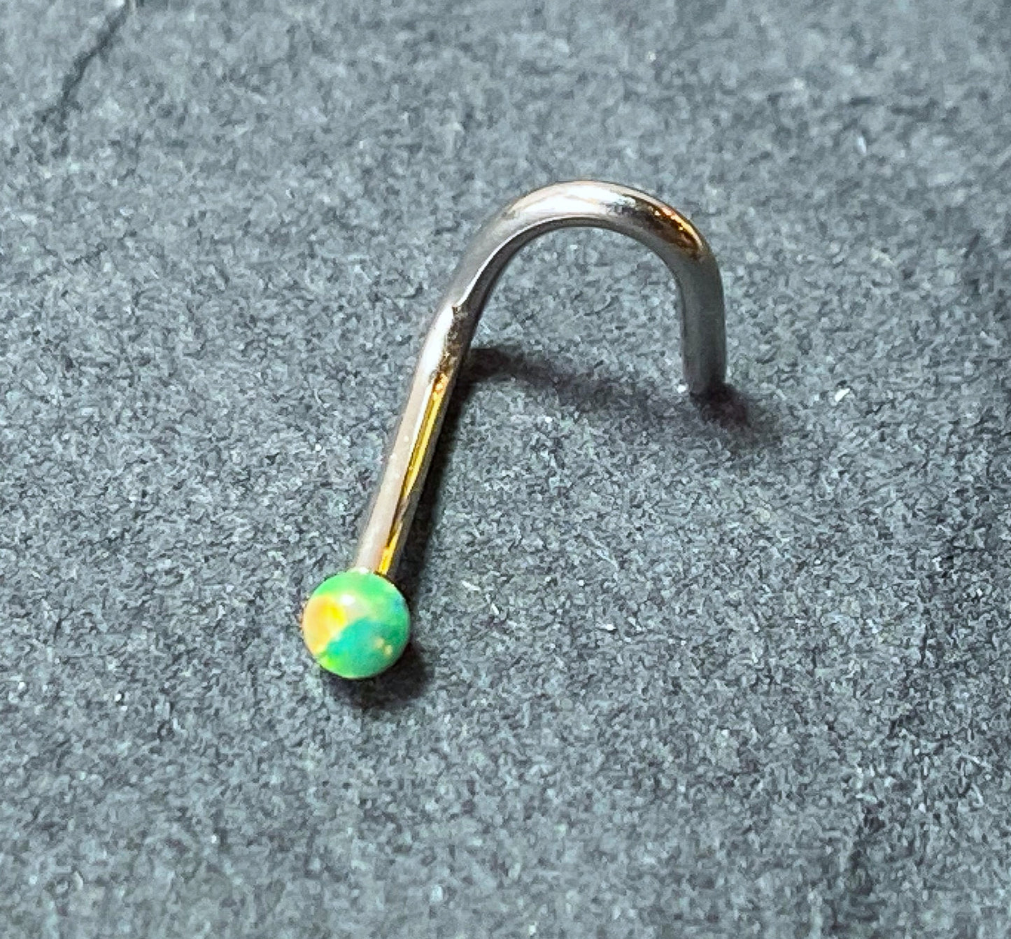 1pc Opal Ball Surgical Steel Nose Screw Ring 18g or 20g - choose color