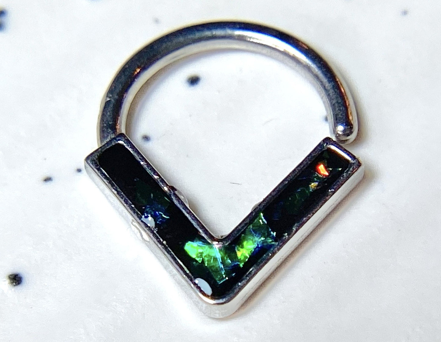 1pc Chevron Opal Glitter Bendable Ring Nose Septum Cartilage Helix Daith Tragus