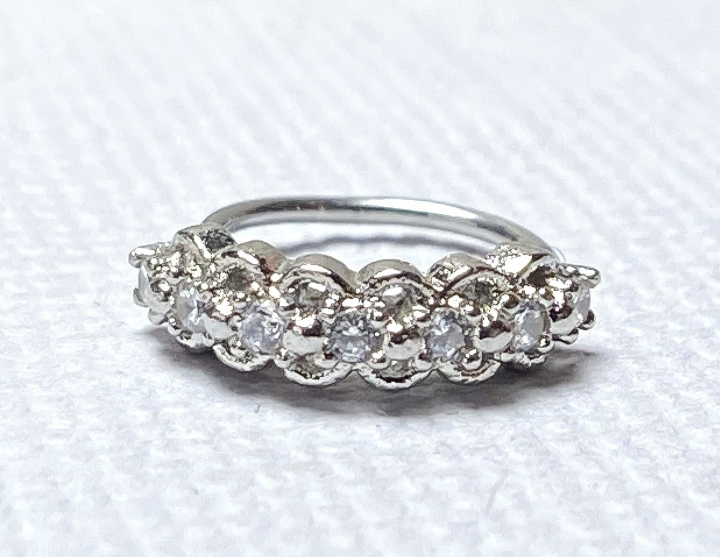1pc Lined CZ w/ Filigree Edges Nose Hoop Cartilage Ring Rook Daith Helix Tragus