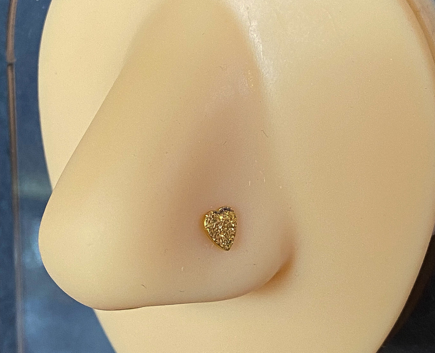 1pc Sandblast Finish Style Heart 20g Nose Stud Bone Ring Gold or Silver