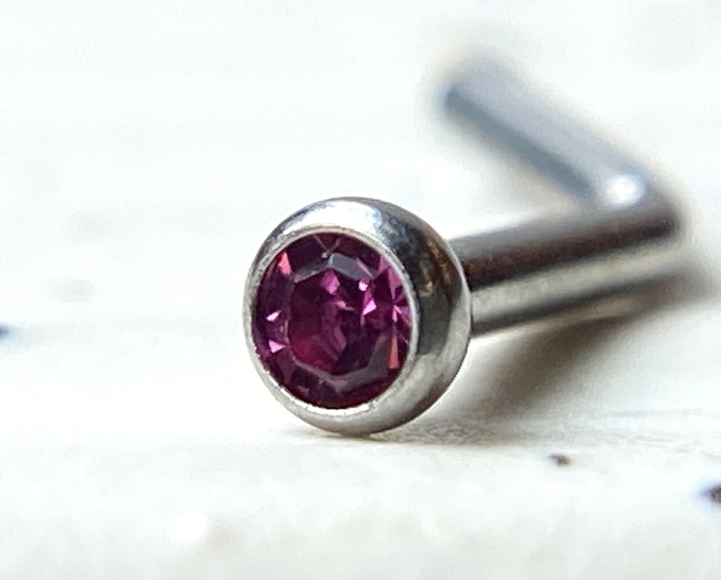 1pc L-Bend 20g Nose Ring Stud Screw Press-Fit CZ Gem 316L Surgical Steel