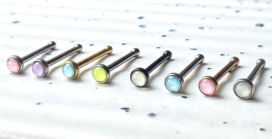 1pc Illuminating Stone Nose Bone Stud Ring Nostril Piercing Jewelry 20g