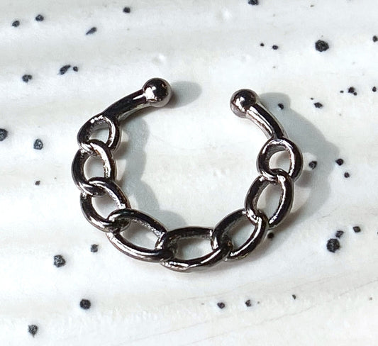 1pc Non-Piercing Chain Link Septum Hanger Clip-On Fake Nose Ring Body Jewelry