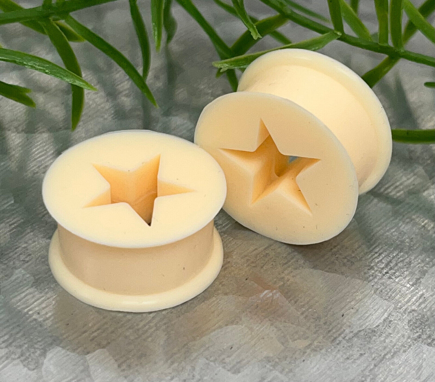 PAIR Star Silicone Tunnels Plugs Earlets Gauges Body Jewelry