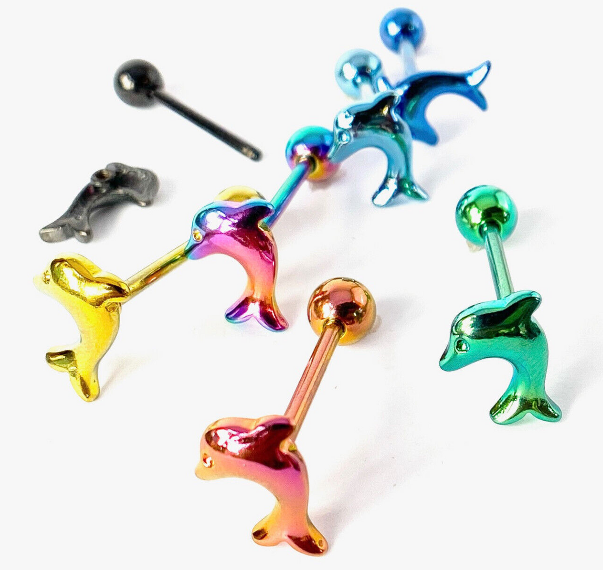 1pc Daisy Design Tongue Ring Titanium Anodized 14g Tounge Barbell Body Jewelry