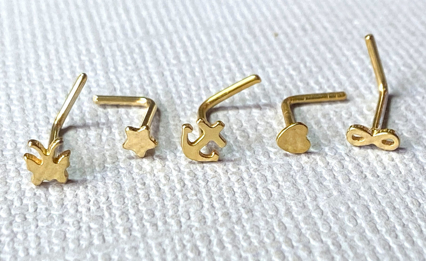 5pc 20g L-Bend Nose Rings Value Pack - Anchor, Infinity, Heart, Star, Butterfly