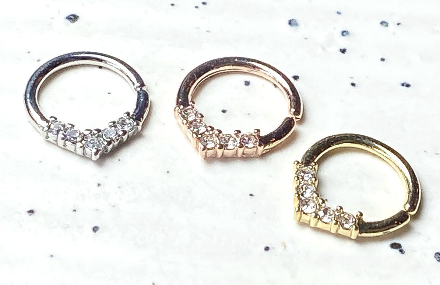 1pc V-Shaped CZ Gems Bendable Hoop Ring Septum Daith Rook Tragus Ear Cartilage