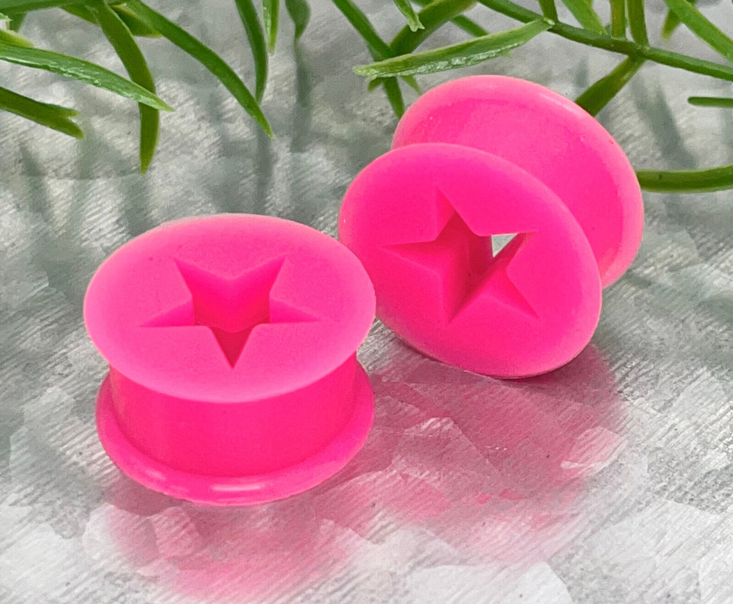 PAIR Star Silicone Tunnels Plugs Earlets Gauges Body Jewelry