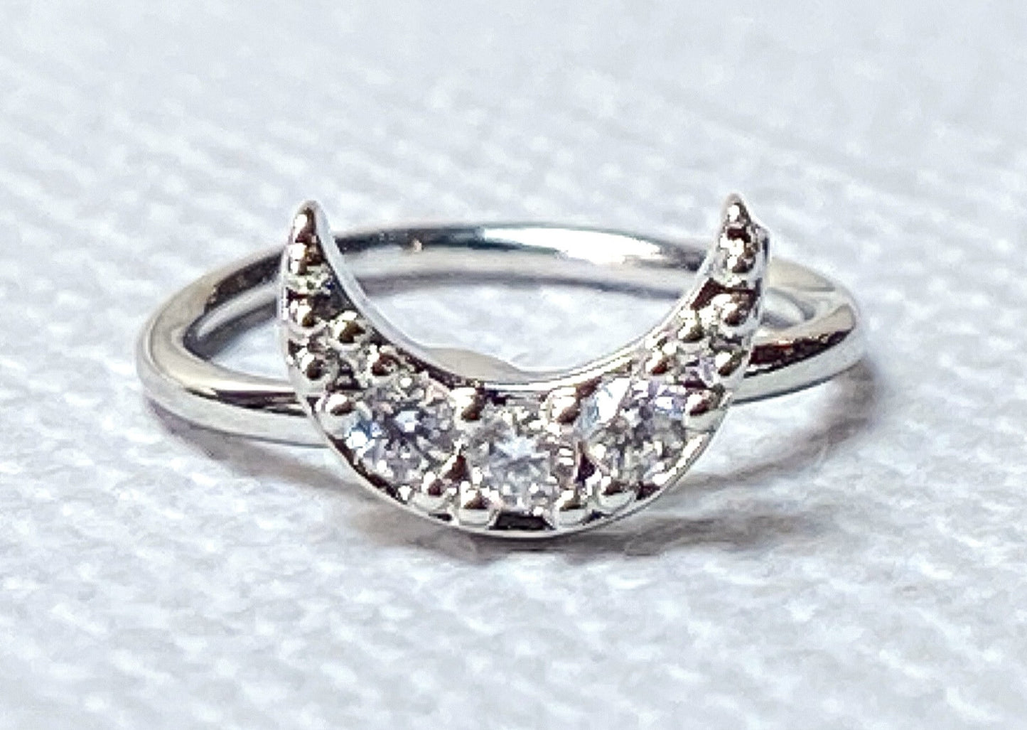 1pc Bendable Hoop / Cartilage Ring CZ Gem Crescent Moon for Nose, Rook, Daith