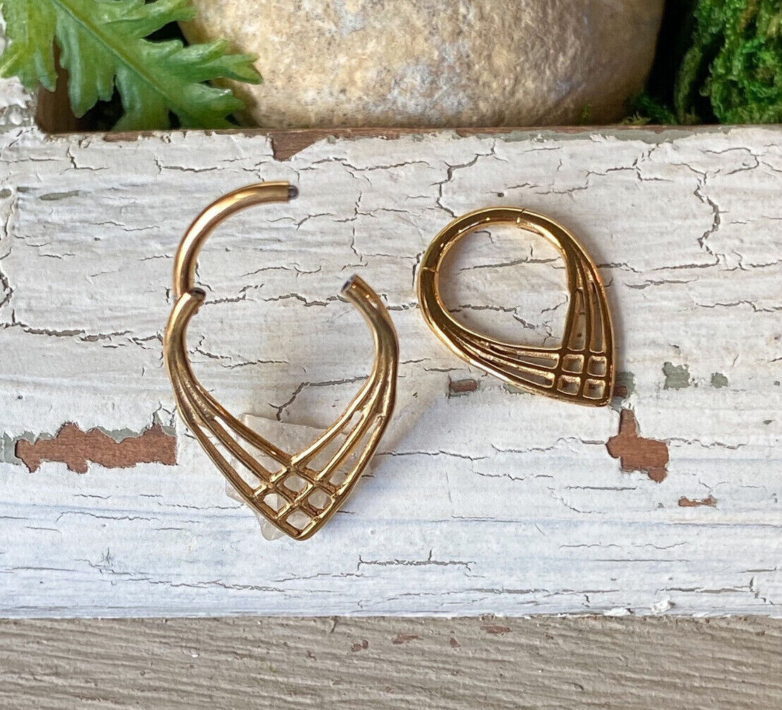 1pc Weave Design Hinged Segment Ring Hoop Helix Daith Septum Implant Titanium