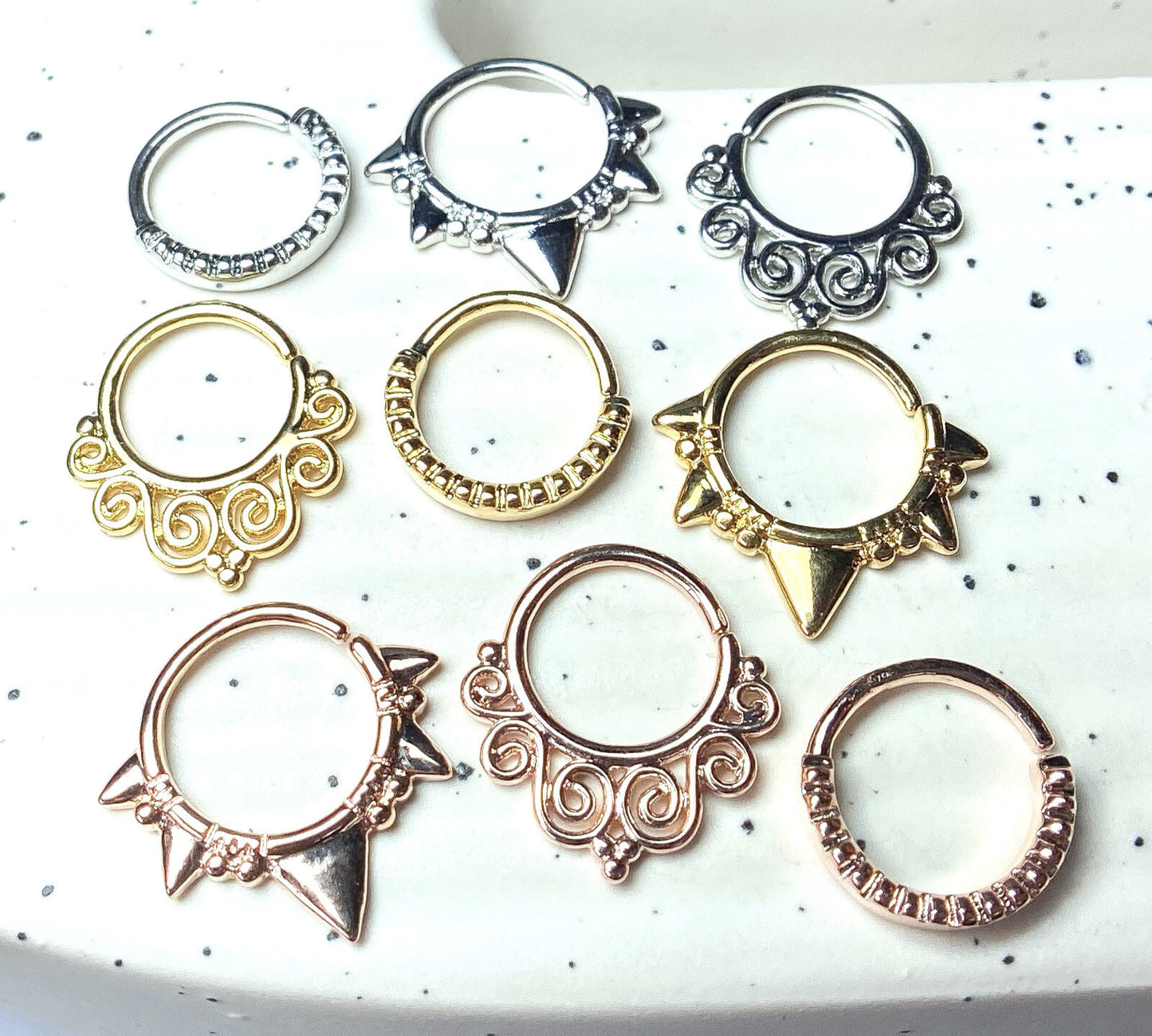 3pc Value Pack: 16g Bendable Design Septum / Cartilage Rings w/free Retainer!