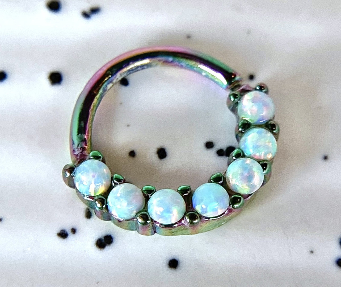 1pc Bendable 7 Opals Front Facing Hoop Septum Ring Cartilage Daith Helix Tragus