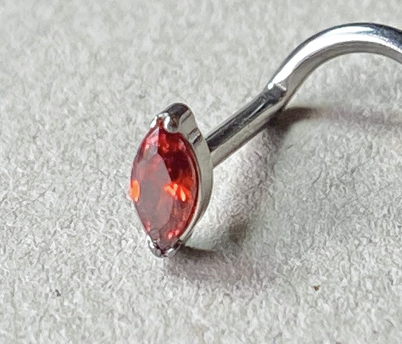 1pc Implant Grade Titanium Marquise Gem Nose Screw Ring 18g or 20g