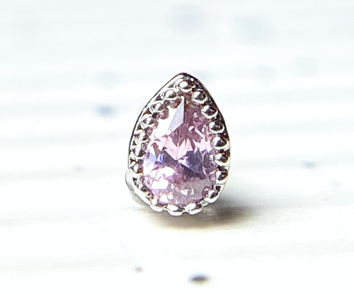 1pc Teardrop CZ Gem 20g Nose Ring Stud Bone Tear Drop 316L Surgical Steel