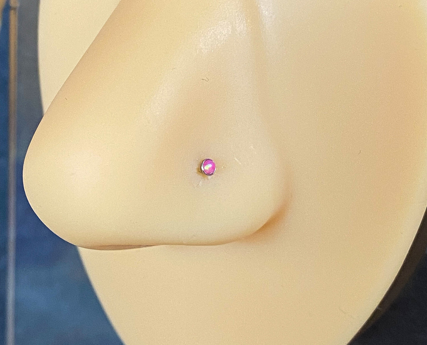 1pc Opal Set Nose Ring Stud Bone 316L Surgical Steel Body Jewelry