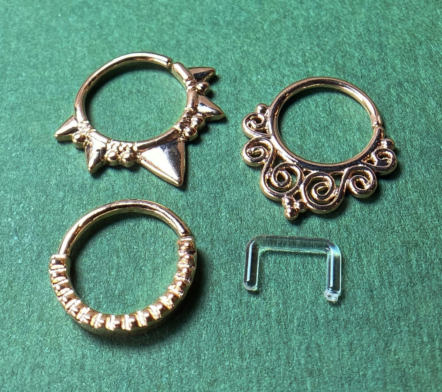 3pc Value Pack: 16g Bendable Design Septum / Cartilage Rings w/free Retainer!