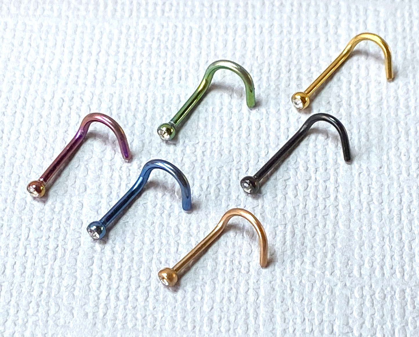 1pc Press-Fit Clear Gem Titanium Plated 316L Surgical Steel Nose Screw Ring