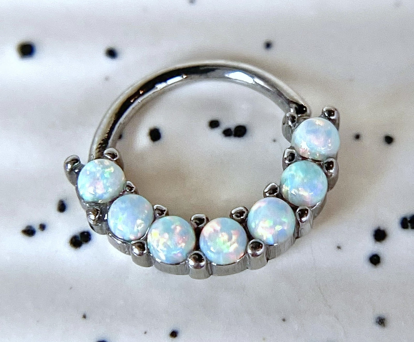 1pc Bendable 7 Opals Front Facing Hoop Septum Ring Cartilage Daith Helix Tragus