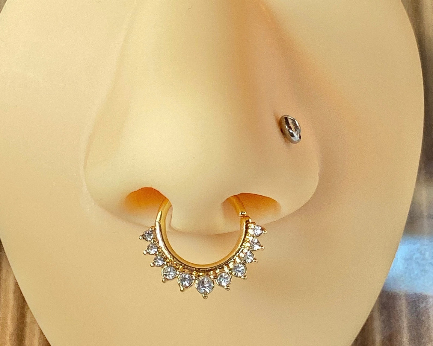 1pc Half Circle Gems Bendable Hoop Ring Septum Daith Rook Tragus Ear Cartilage