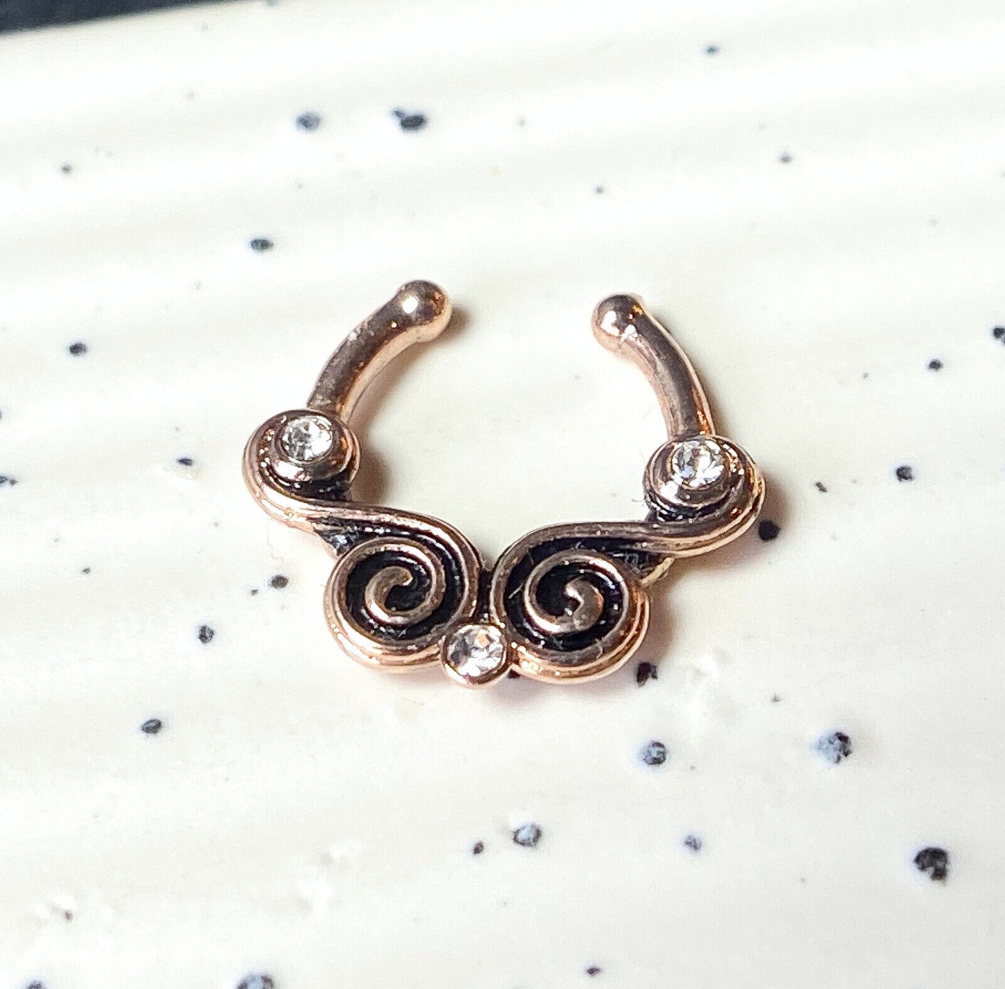 1pc Non-Piercing Lace Swirl w/Gems Septum Hanger Clip-On Fake Nose Ring