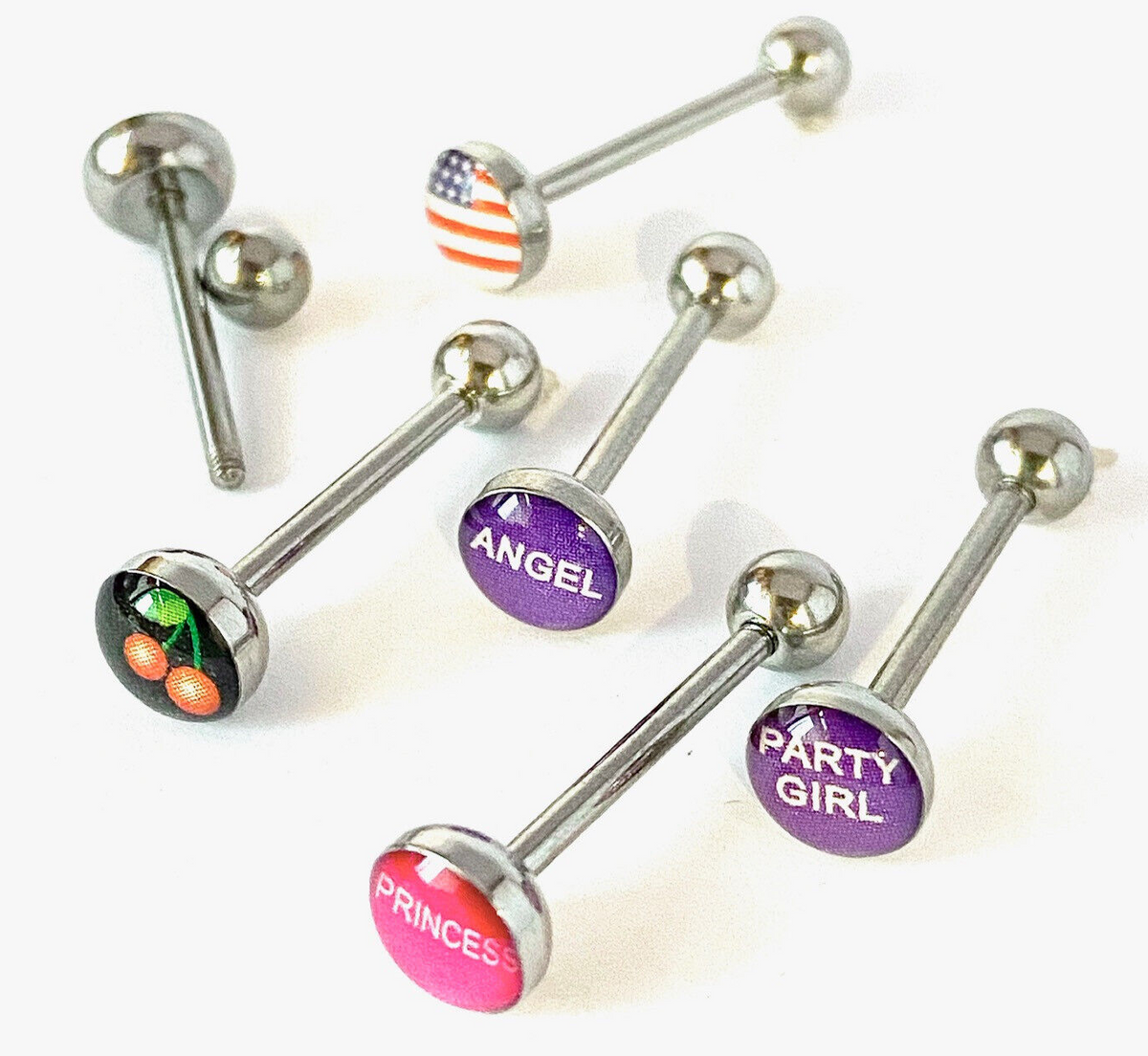 1pc Dome Logo Tongue Ring - choose from Adult Sayings, Sex, Bad Words +more!