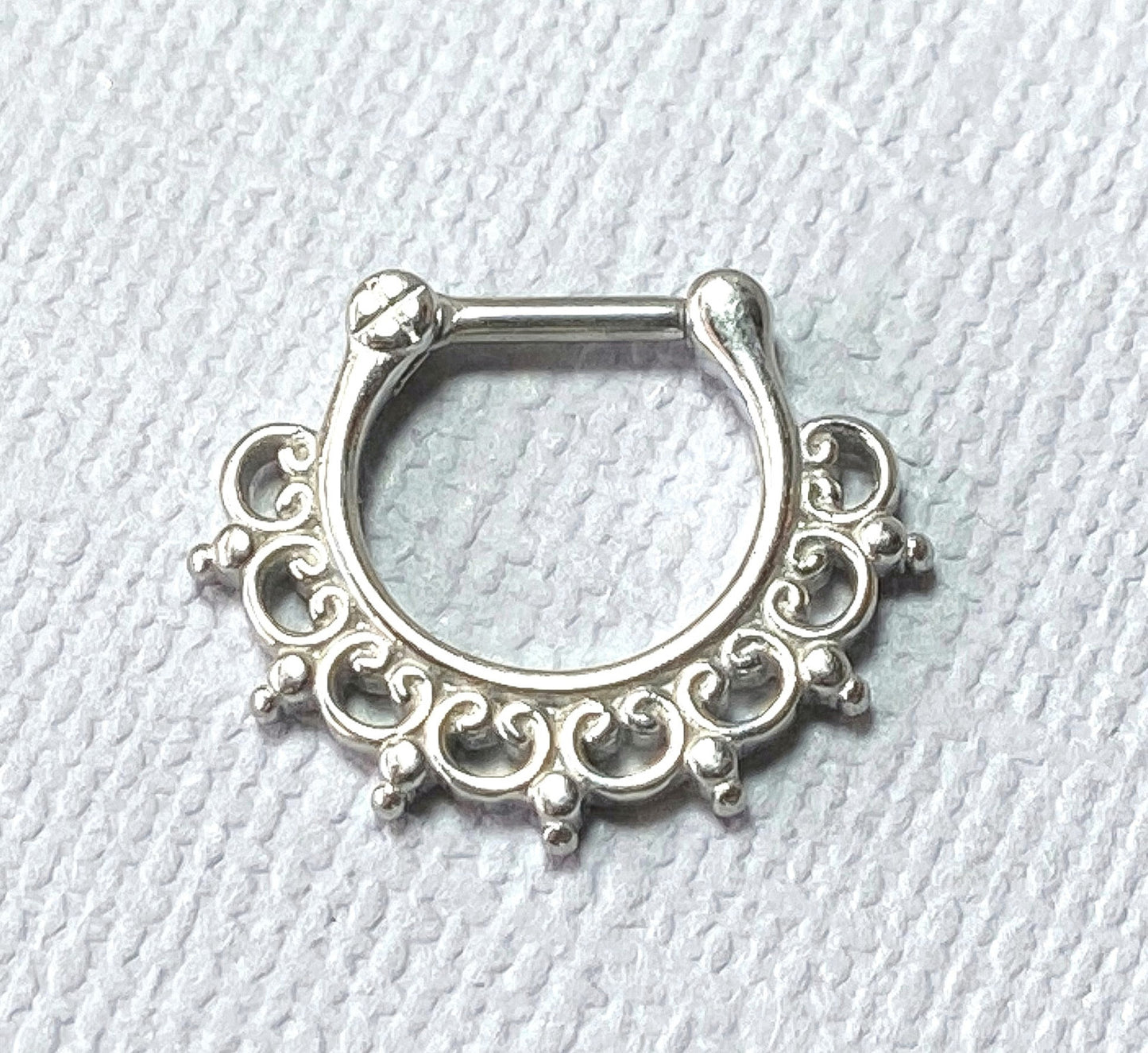 1pc 100% SURGICAL STEEL Lace Tribal Fan Septum Ring Clicker Pierced Nose 16g