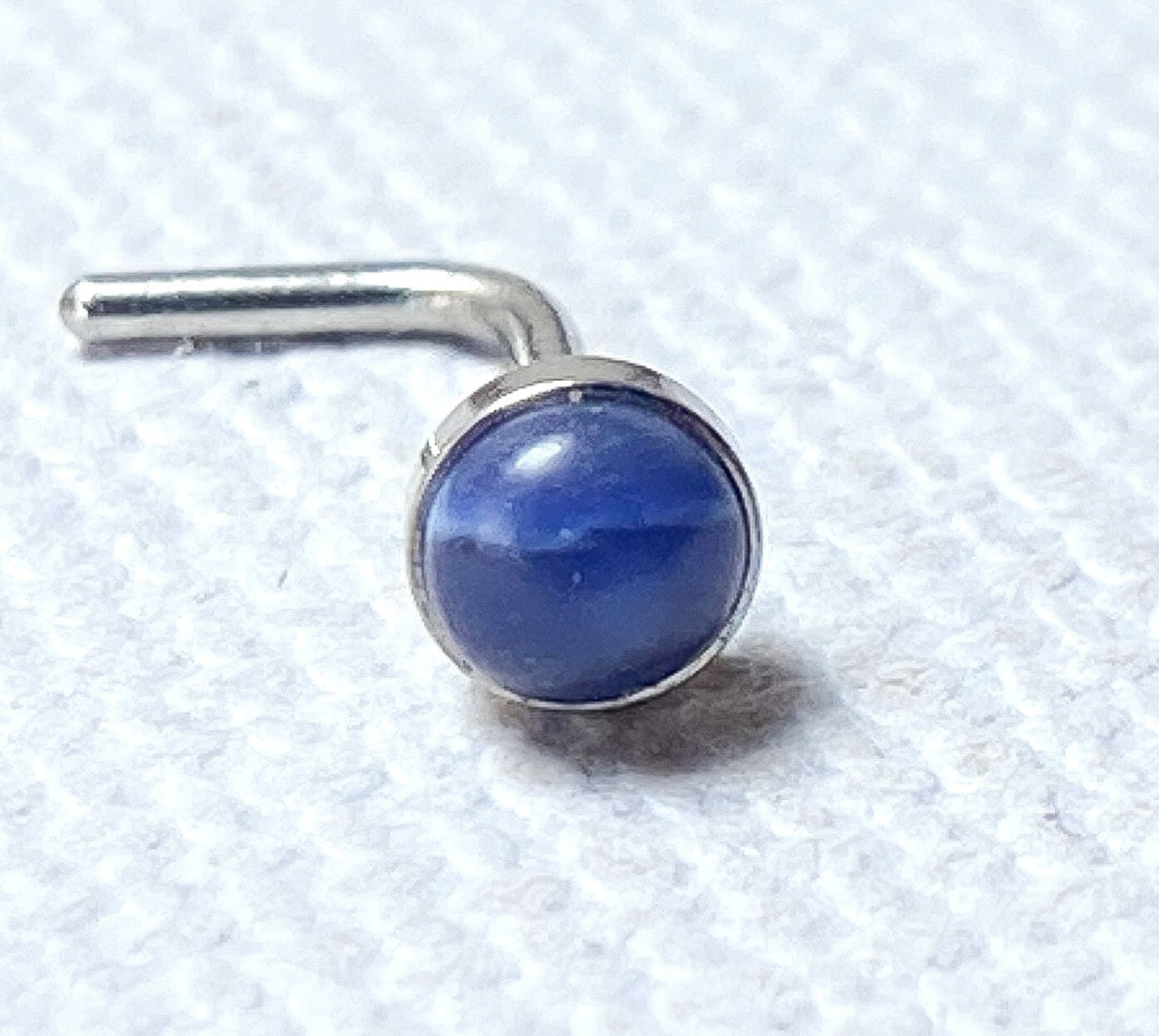 1pc Semi-Precious Stone Set 20g L-Bend Nose Ring Stud Screw 316L Surgical Steel