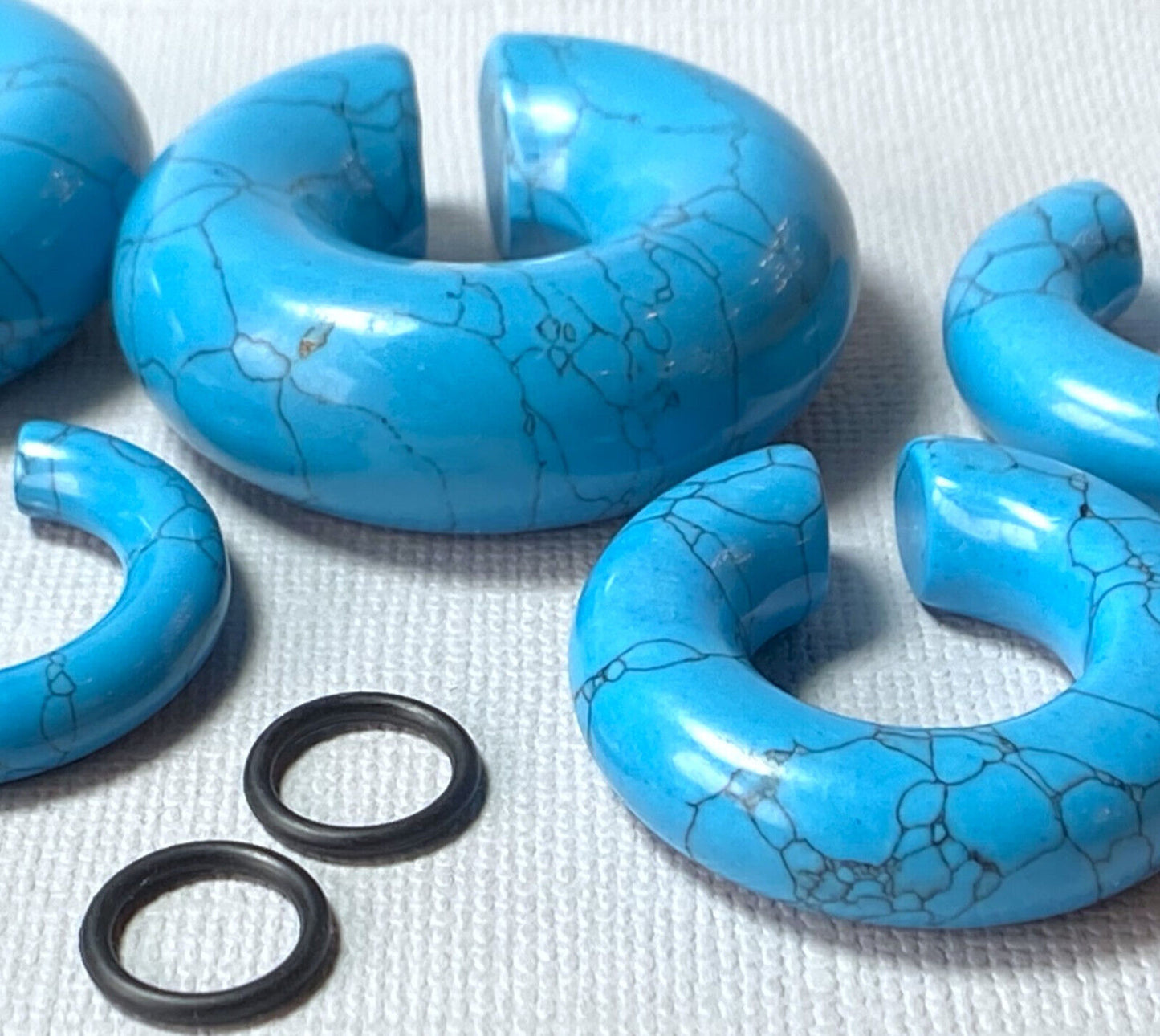 PAIR Turquoise Stone Hanger Ear Weight Plug Gauge Tunnel Organic Body Jewelry