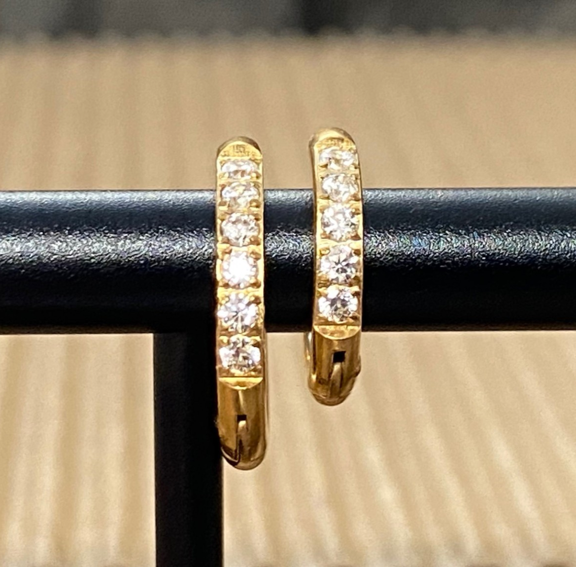 PAIR CZ Gem Accented Hinged Hoop Earrings 316L Stainless Steel Hinge Action 18g
