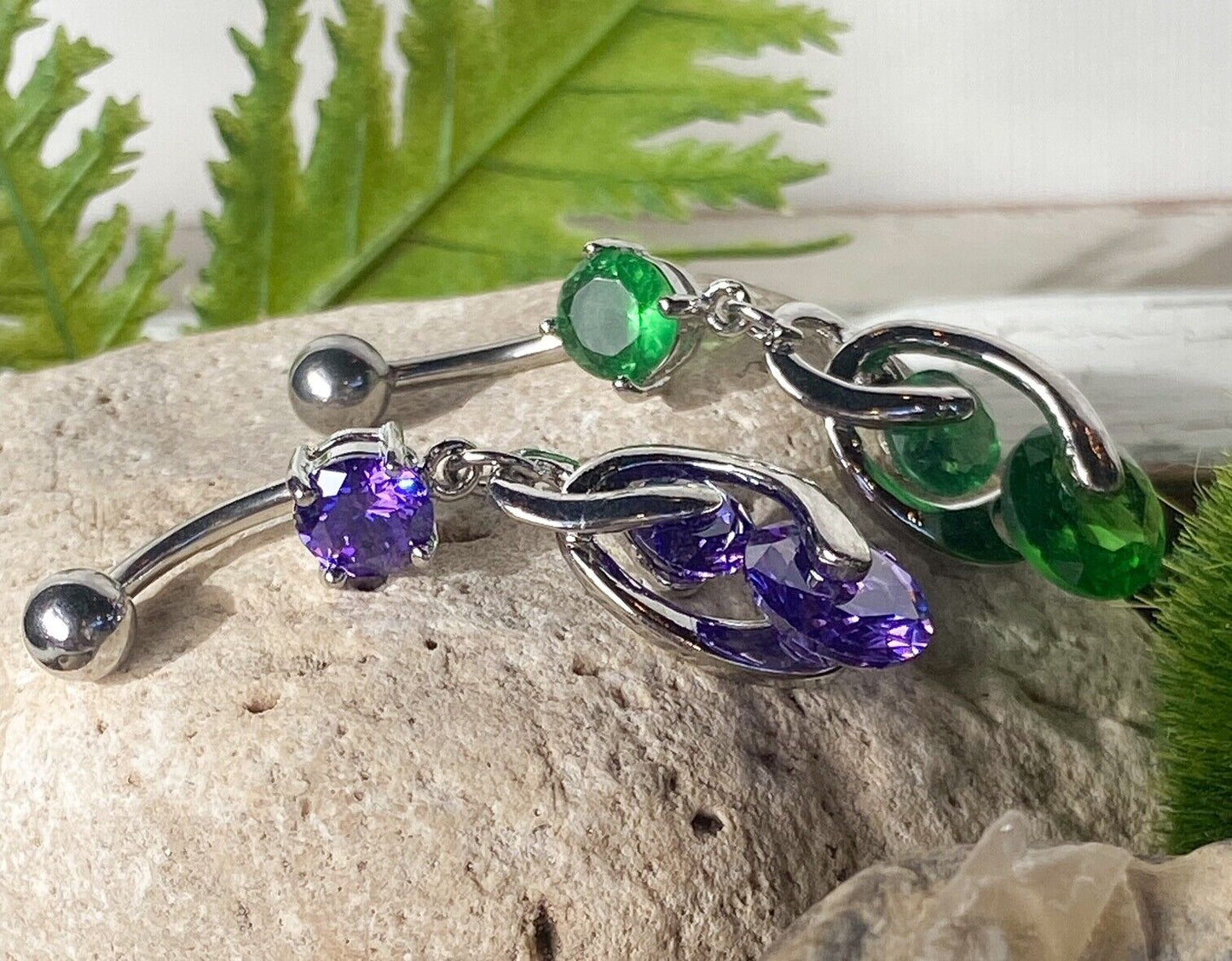 1pc Cosmo CZ Gems Dangle Belly Ring Navel Naval Body Jewelry