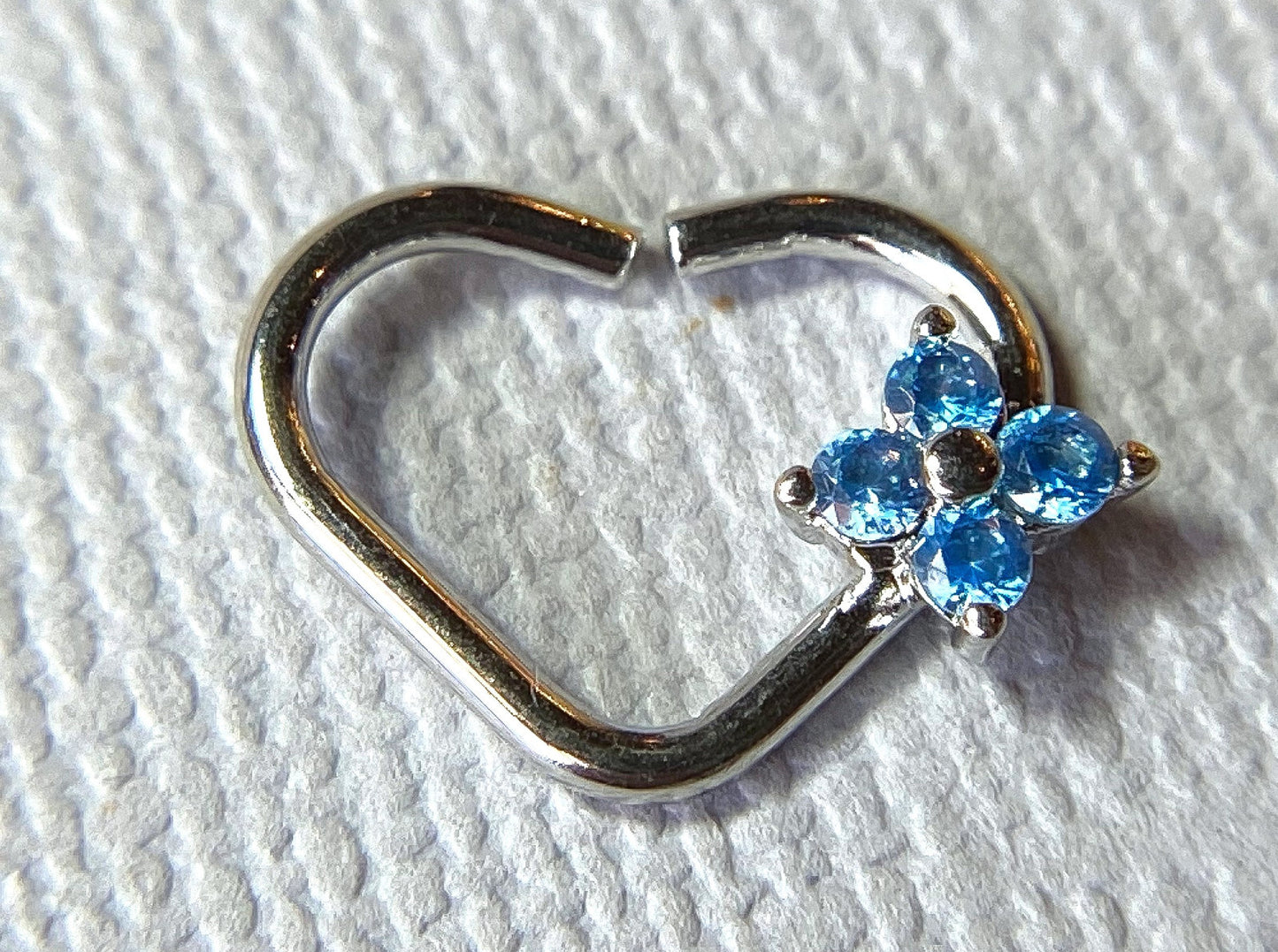 1pc Four CZ Gem Flower Bendable Heart Ear Cartilage Daith Hoop Ring