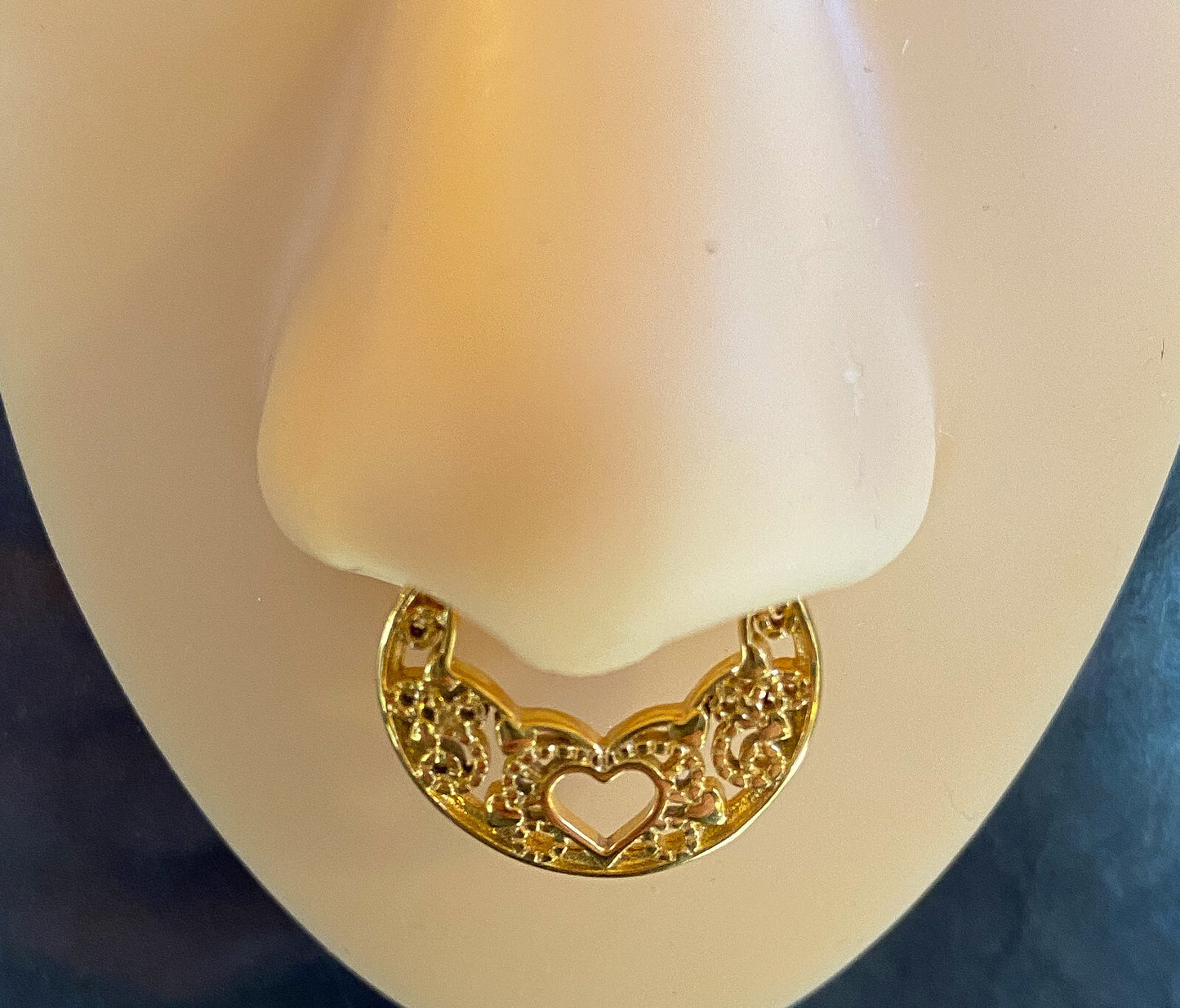 1pc 100% SURGICAL STEEL Heart Laced Septum Ring Clicker Pierced Nose 16g