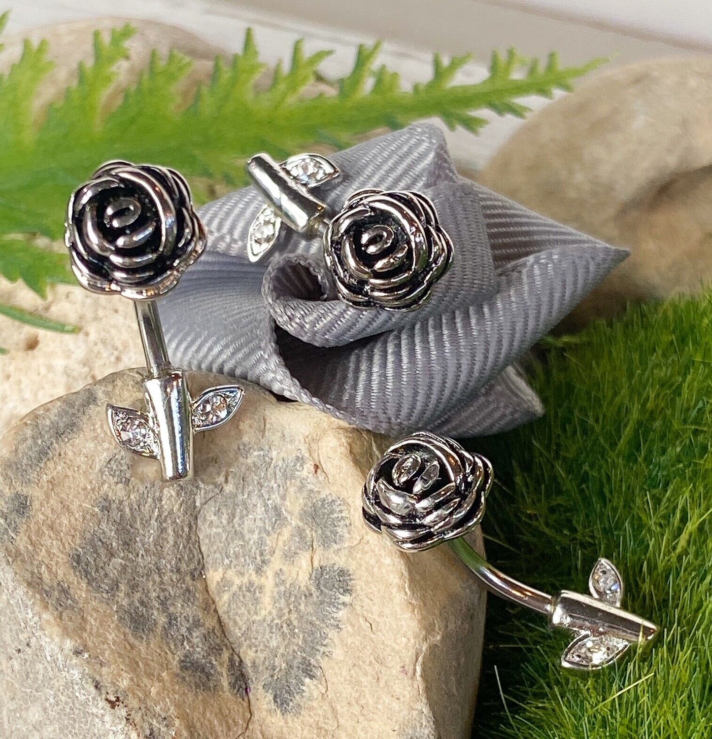 1pc Rose Stem 316L Surgical Steel Belly Pierced Navel Naval Ring