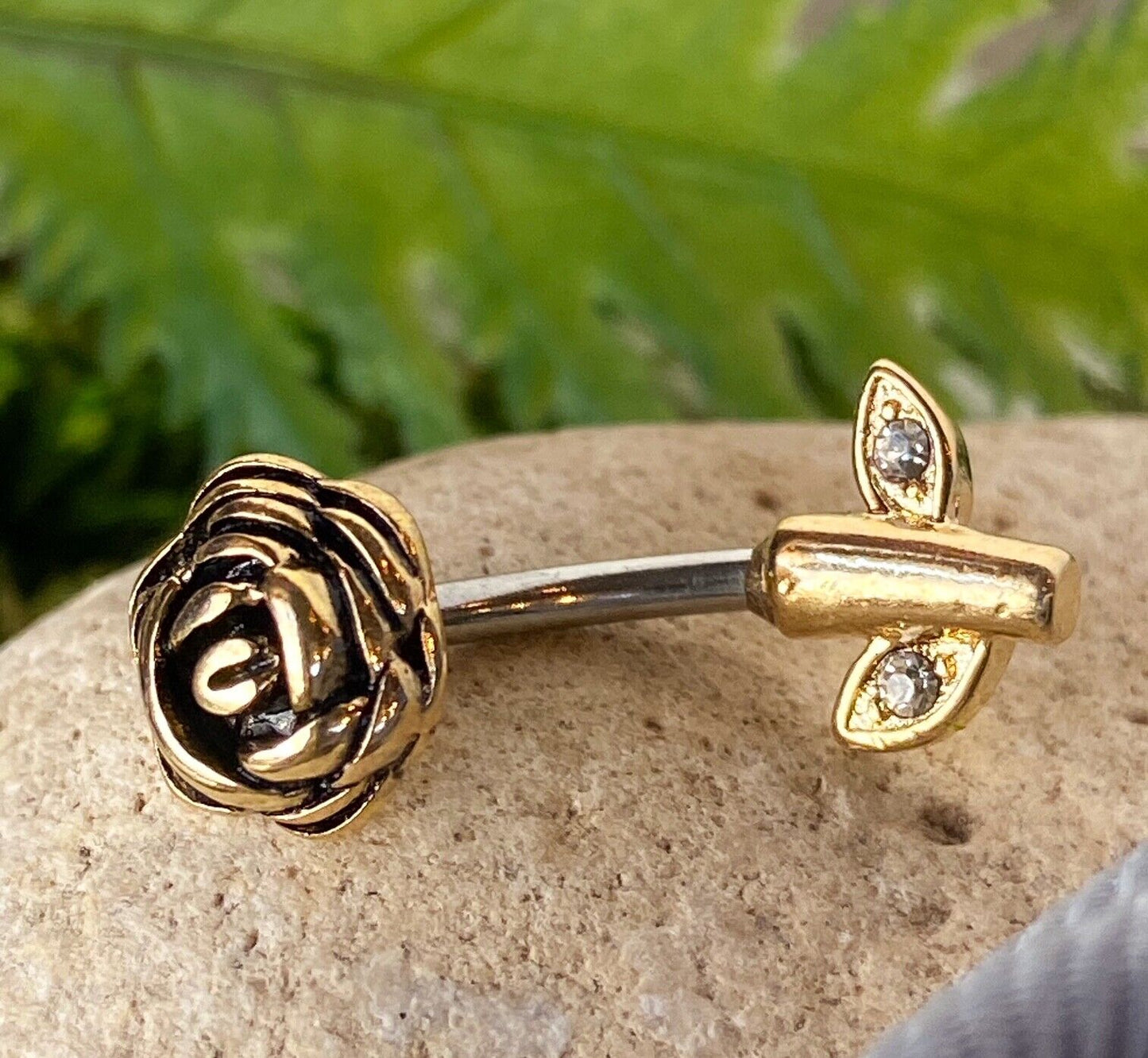 1pc Rose Stem 316L Surgical Steel Belly Pierced Navel Naval Ring
