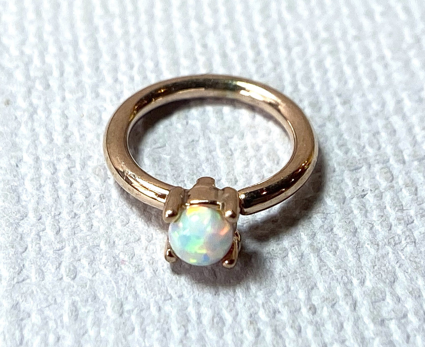 1pc Bendable Hoop Ring With Prong Set Opal Annealed 316L Surgical Steel