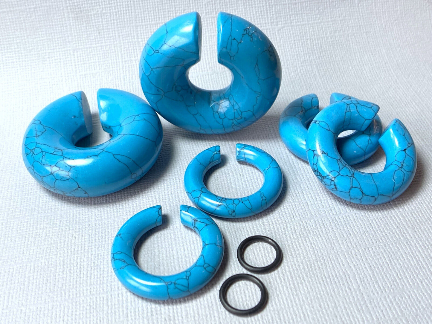 PAIR Turquoise Stone Hanger Ear Weight Plug Gauge Tunnel Organic Body Jewelry
