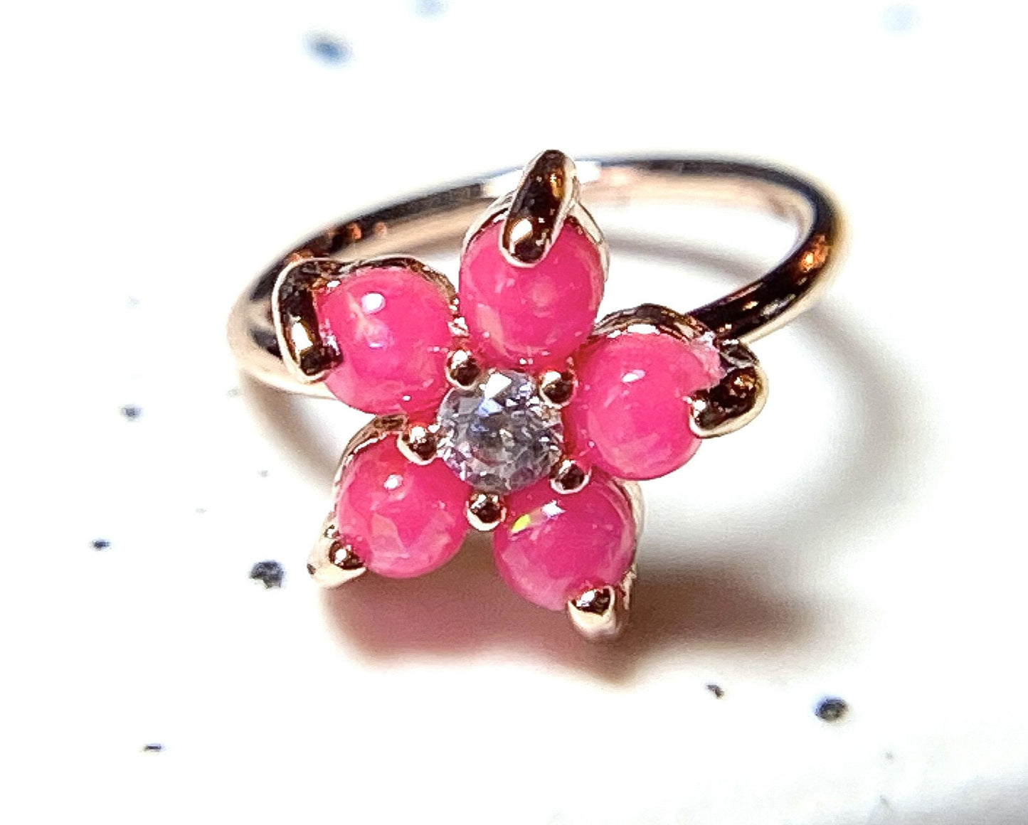 1pc Rose Gold Opal Flower Hoop Nose / Cartilage Ring Rook Daith Helix Tragus
