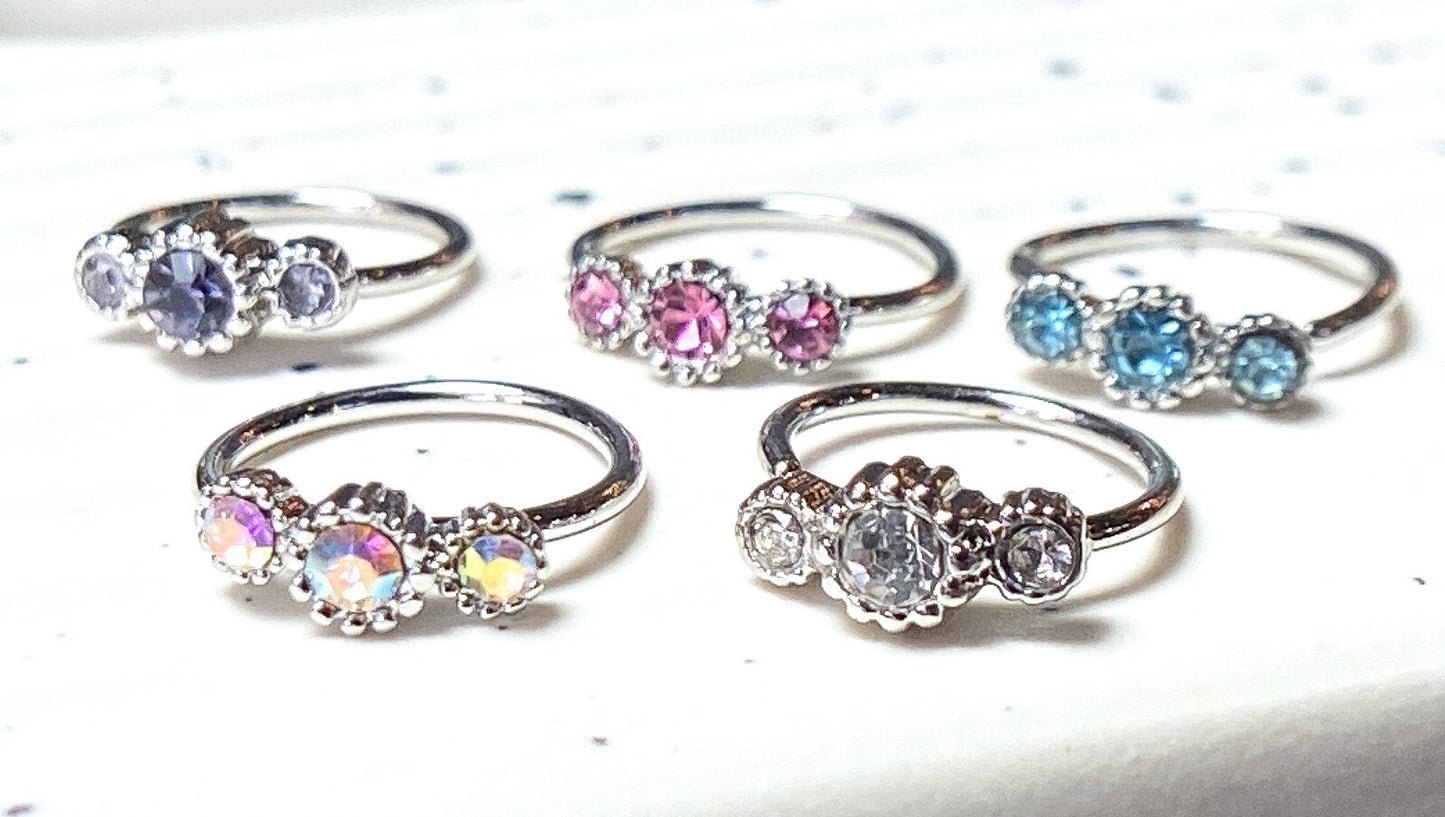 1pc Three CZ Gem Hoop Nose / Cartilage Ring Rook Daith Helix Tragus