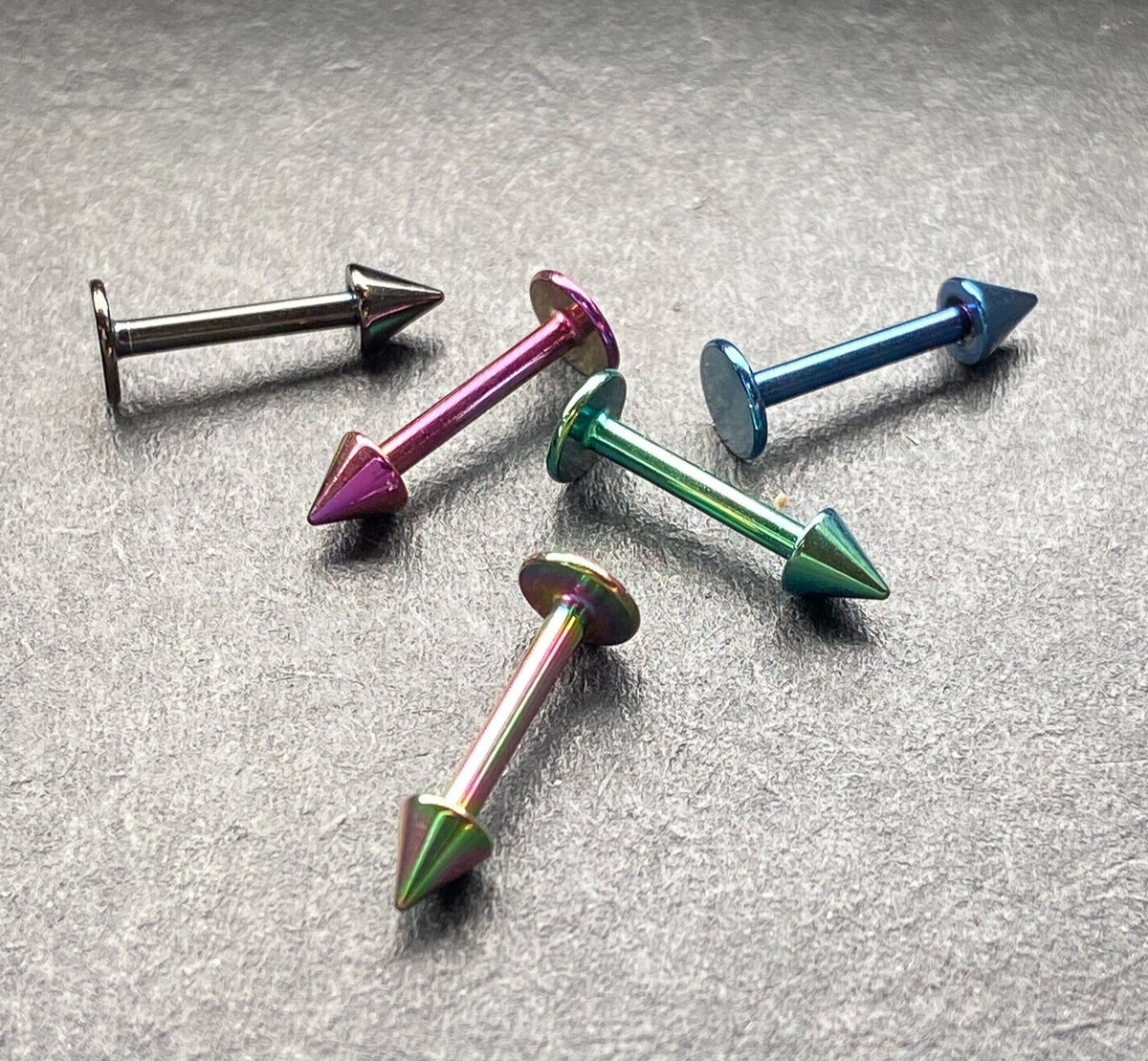 5pc Value Pack Externally Threaded Titanium IP Spiked Steel Labrets 16g, 5/16"