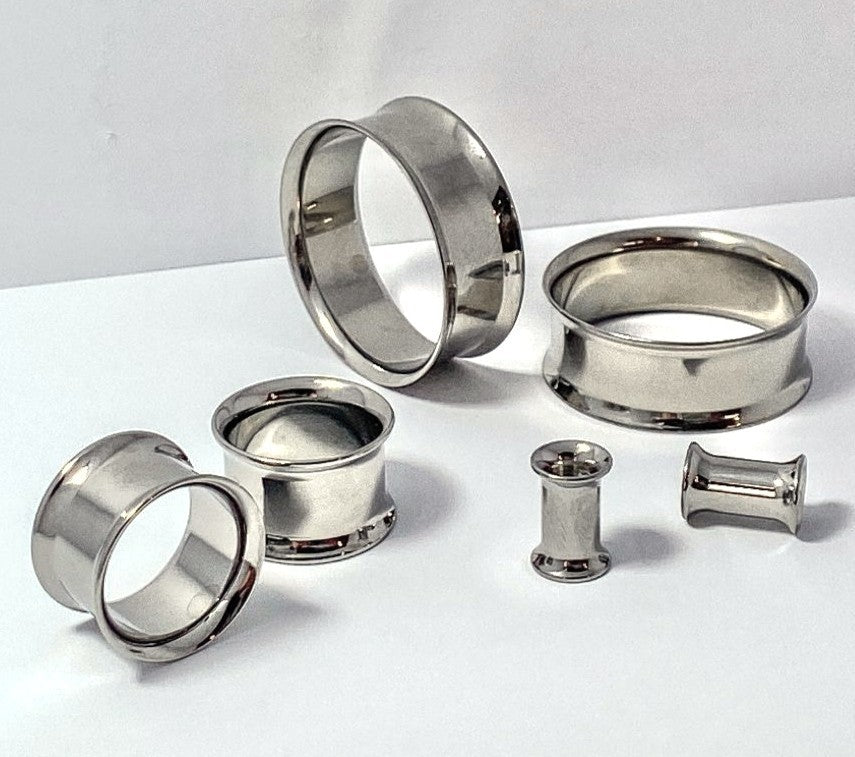 PAIR Solid Implant Grade Titanium Double Flare Tunnels Plugs Gauges Body Jewelry