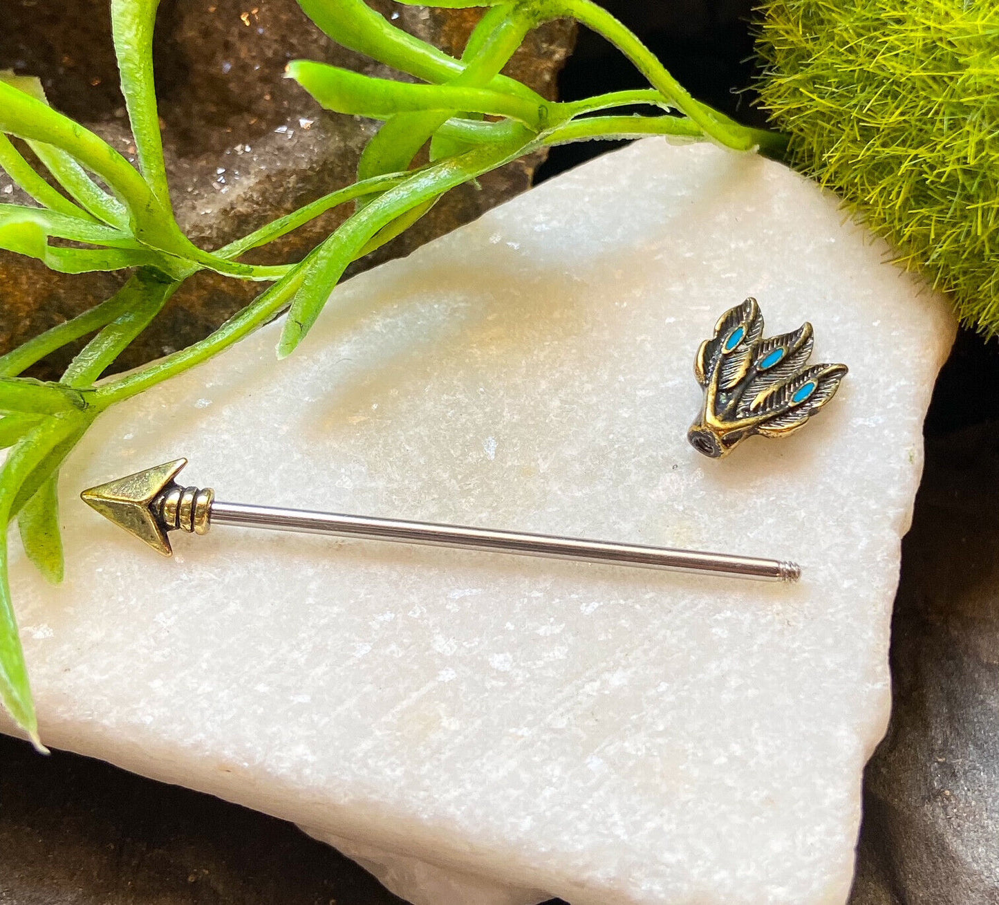 1pc Tribal Arrow 316L Surgical Steel Industrial Barbell Body Jewelry