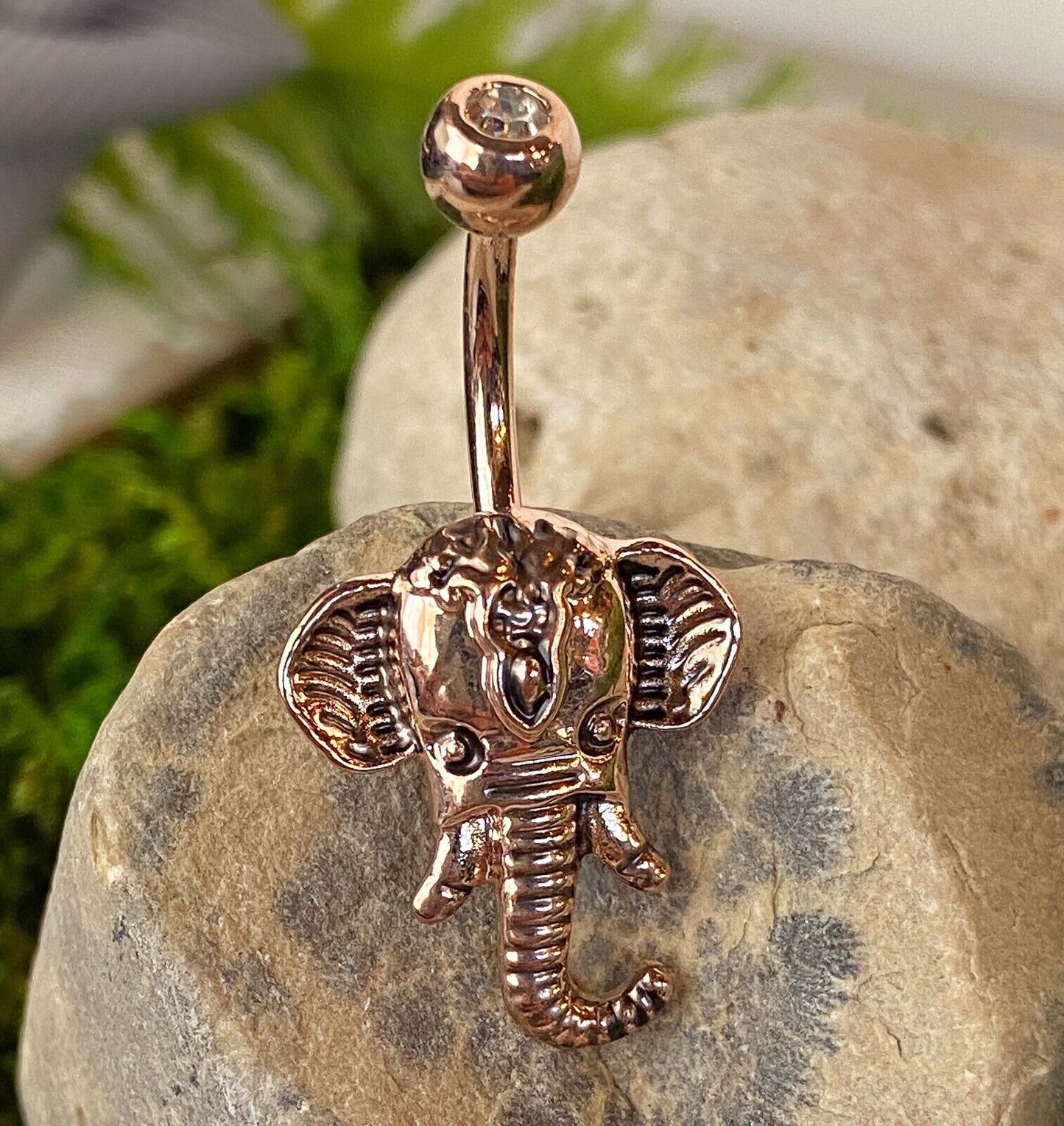 1pc Elephant Head CZ Gem Belly Ring Pierced Navel Naval