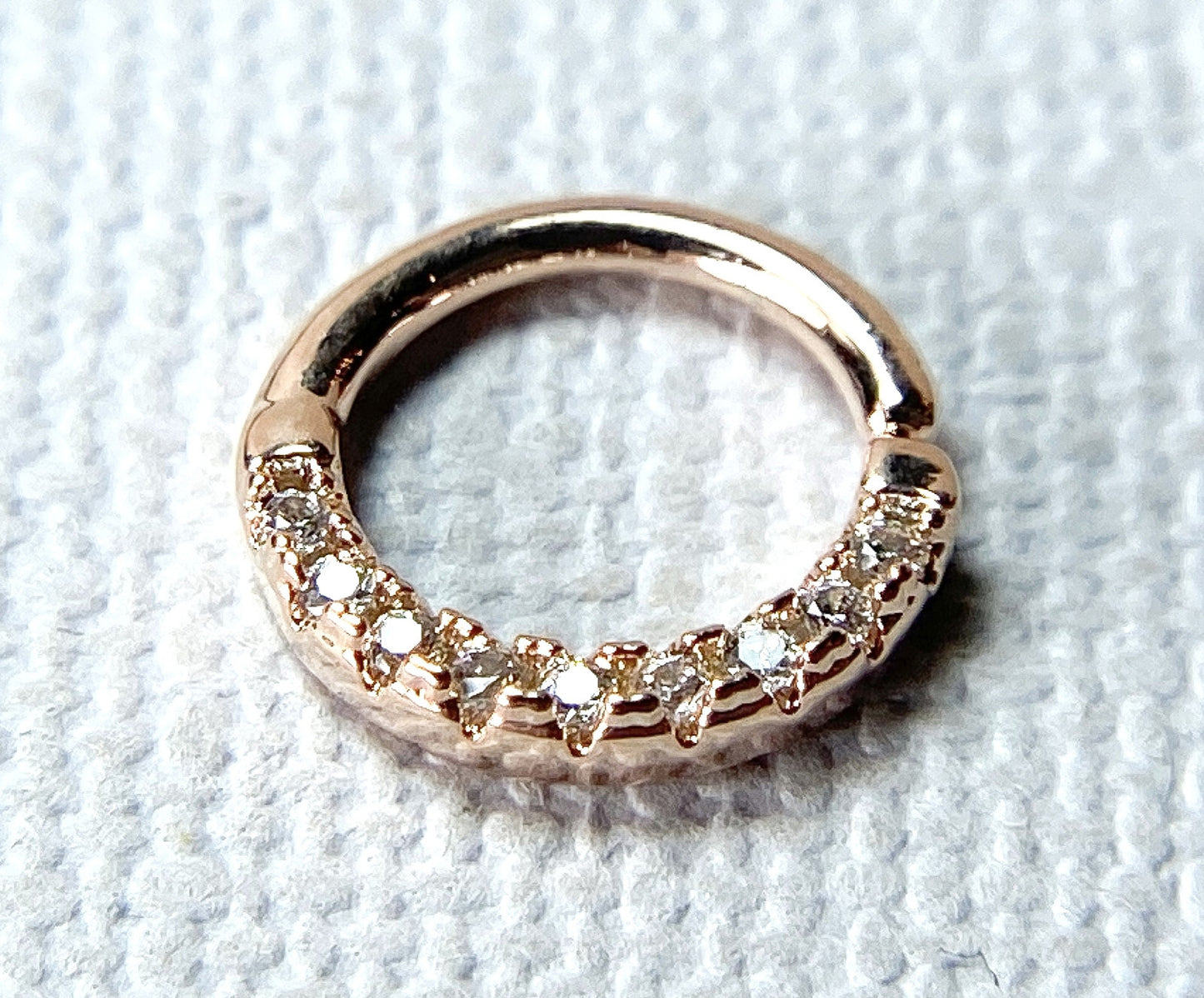 1pc Half Circle Lined Gems Hoop Ring Septum Daith Rook Tragus Ear Cartilage