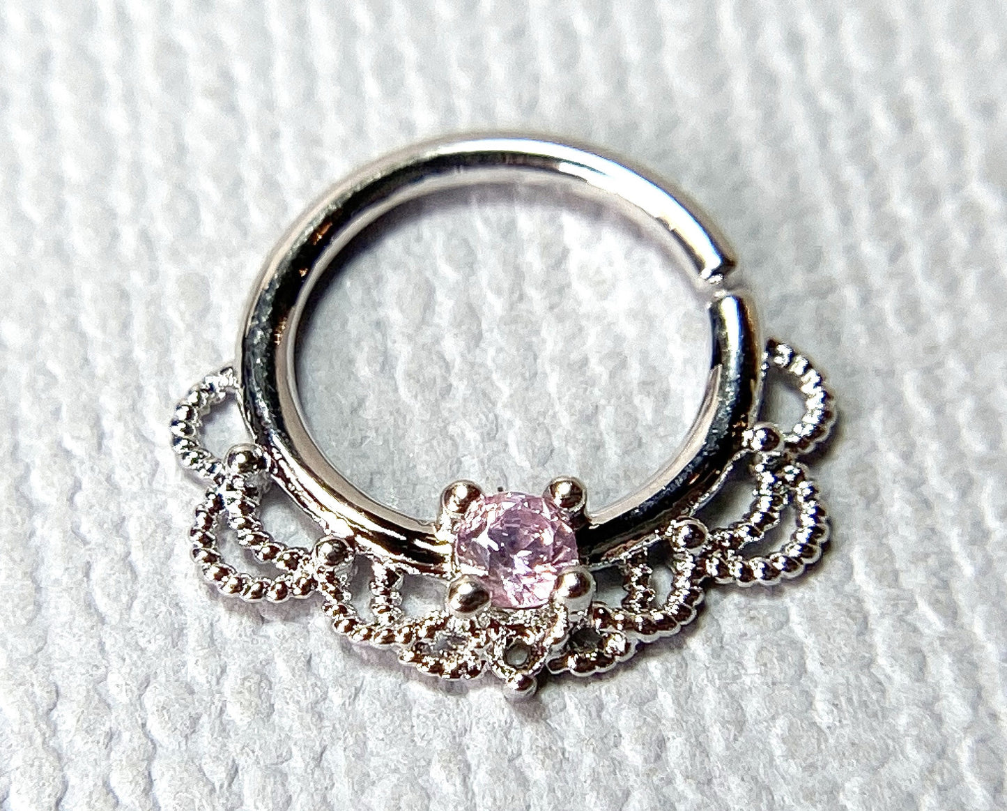 1pc CZ Gem Filigree Hoop Ring Nose Septum Daith Rook Tragus Ear Cartilage